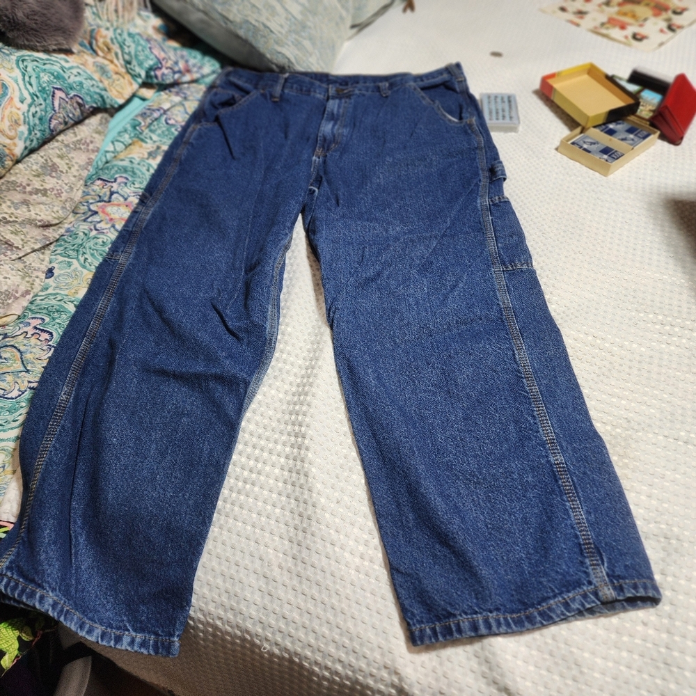 RURAL KING EUC MENS SZ 38 x 28  CARPENTER JEAN DENIM BLUE PANTS